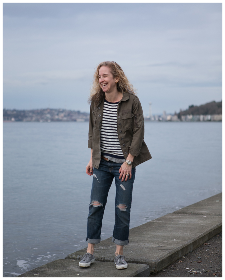 Blog Blank NYC Army Shirt StyleMint Striped Sweater Current Elliott Boyfriend Supergas-4