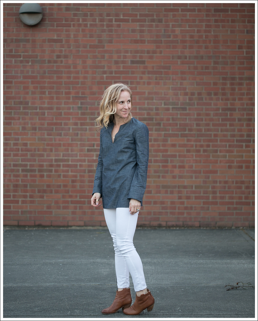 Blog J Crew Denim Tunic Genetic Denim White Shane Same Edelman Booties-2