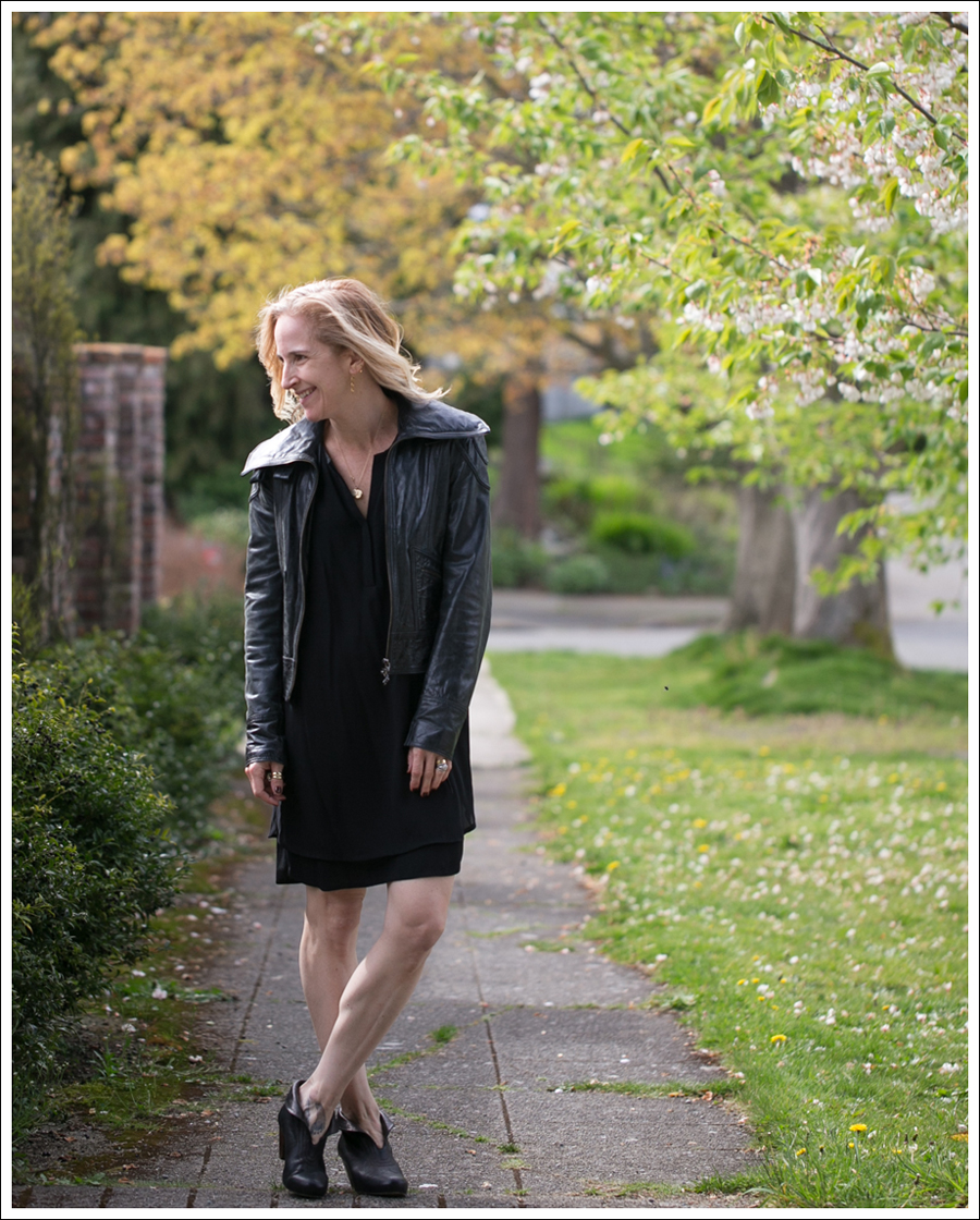 Blog Vince Black Sheer Silk Shirtdress Doma Leather Jacket Frye Lisa Booties-5