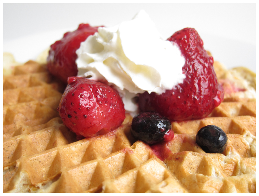 protein waffles with berries cream blog