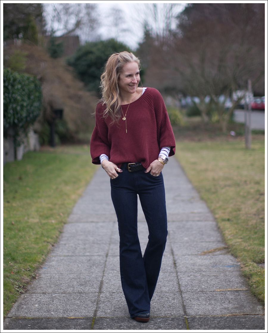 blog-free-people-brick-sweater-hudson-high-rise-flare-korks-portia-clogs-1