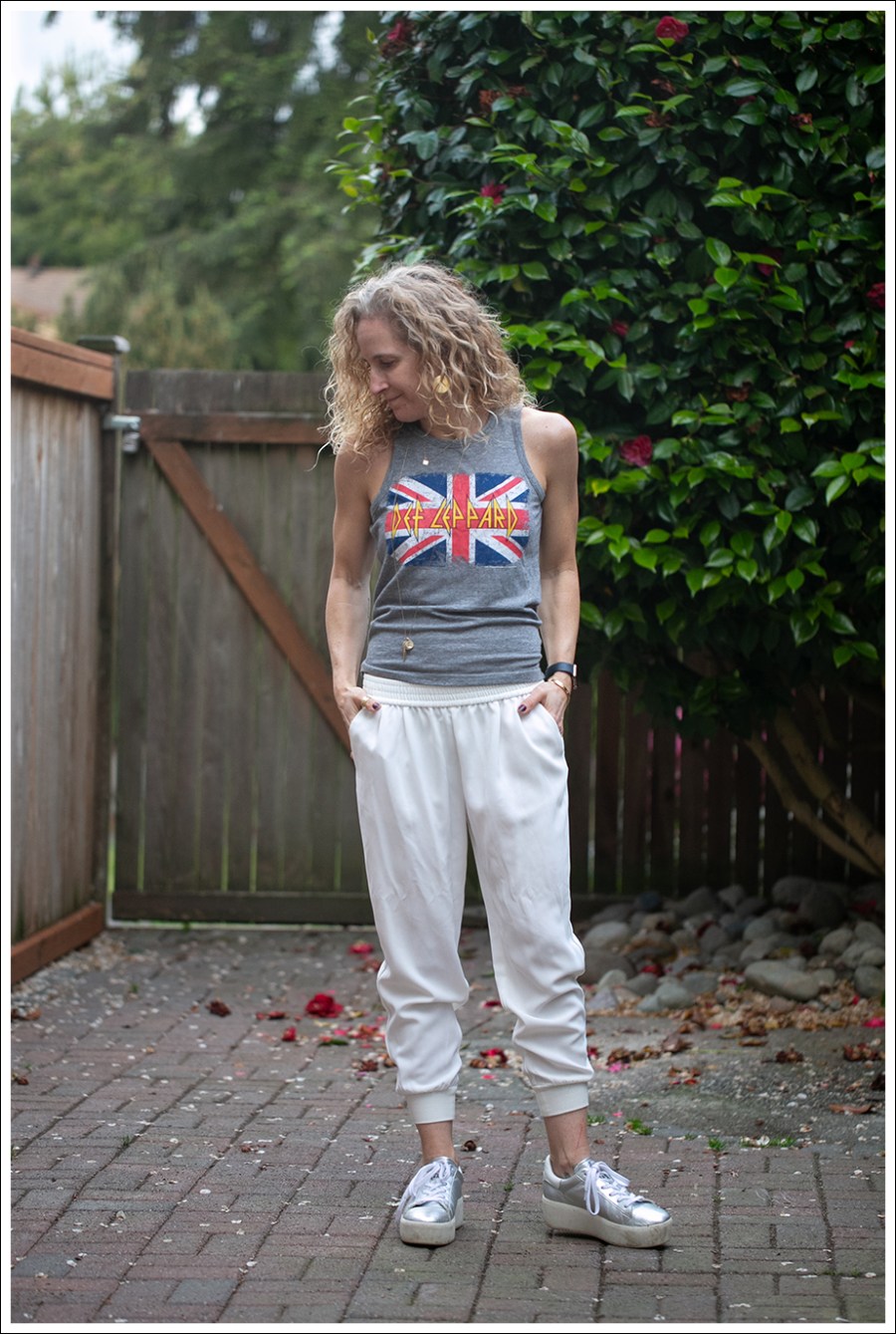 Blog 1 Chaser Def Leppard Muscle Tank Joie Cream Mariner Joggers Ash Cult Metallic Platform Sneakers-8
