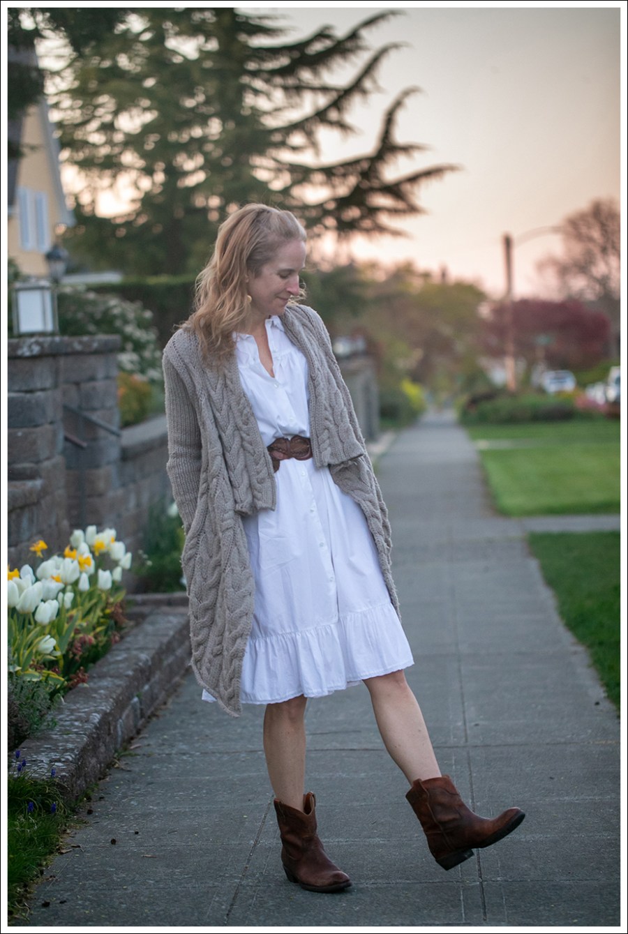 Blog 1 Graham and Spencer Cardigan UO Nightgown Dress Frye Short Cowbow Boots Easter-