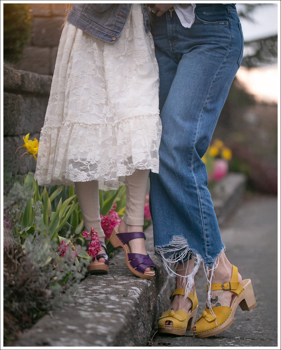 Blog 12 J Jill White Button Down DL1961 Hepburn High Waist Denim Sven Yellow Peep Toe Clogs-103c