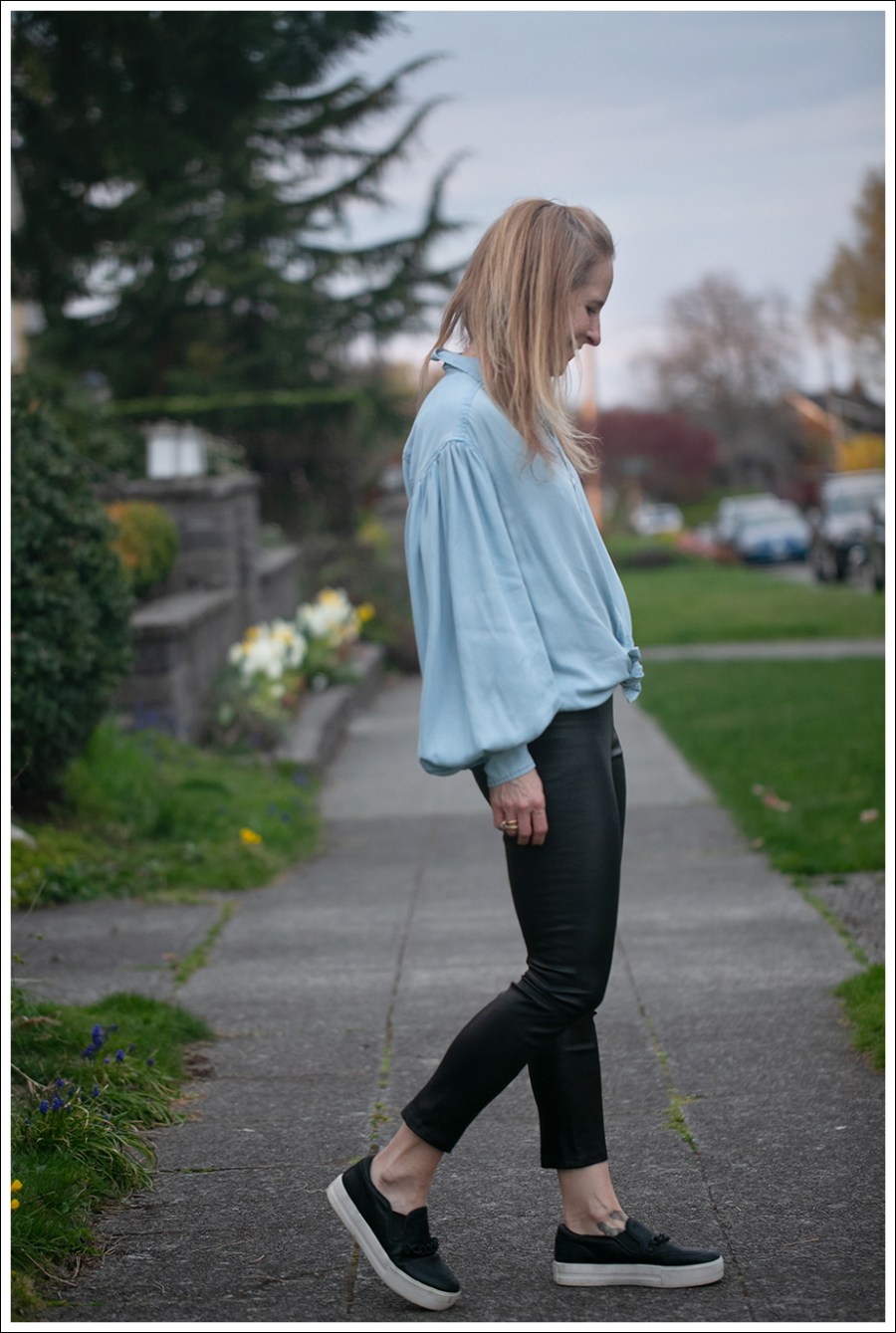 Blog 3 Frame Chambray Shirt Vince Leather Leggings Ash Slipons-138