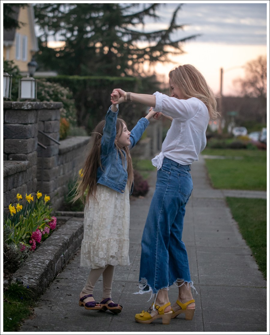 Blog 4 J Jill White Button Down DL1961 Hepburn High Waist Denim Sven Yellow Peep Toe Clogs-46