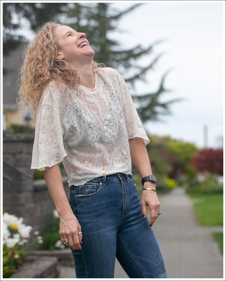 Blog 5 Zara Lace Top La Vie Rebecca Taylor High Waist Jeans Birkenstock Granada-101