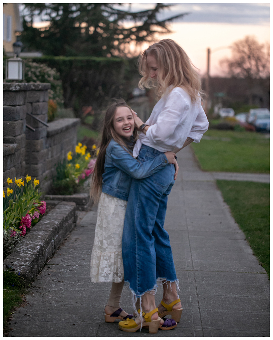Blog 8 J Jill White Button Down DL1961 Hepburn Hight Waist Denim Sven Yellow Peep Toe CLogs