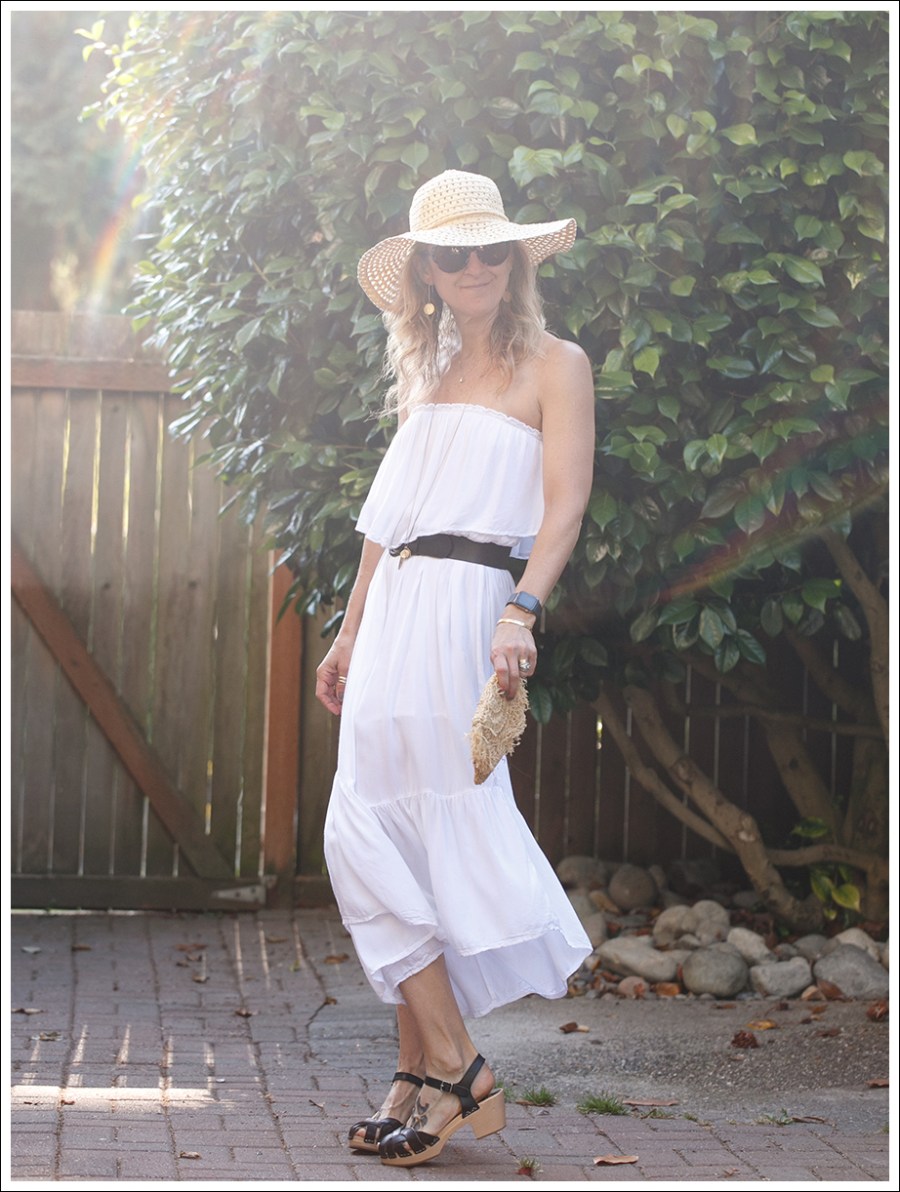 Blog Aqua white strapless Crop Wide Leg Jumpsuit Swedish Hasbeens Clogs-1