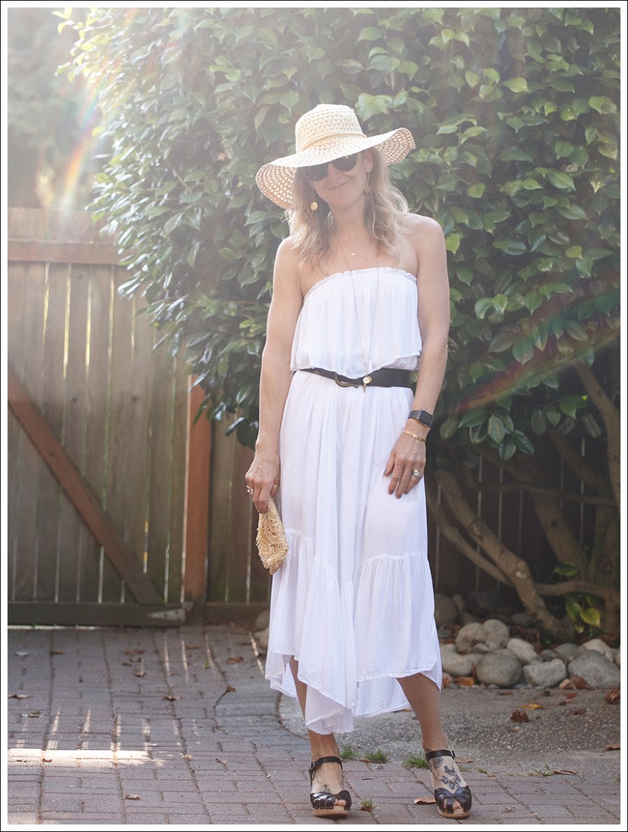 Blog Aqua white strapless Crop Wide Leg Jumpsuit Swedish Hasbeens Clogs-2