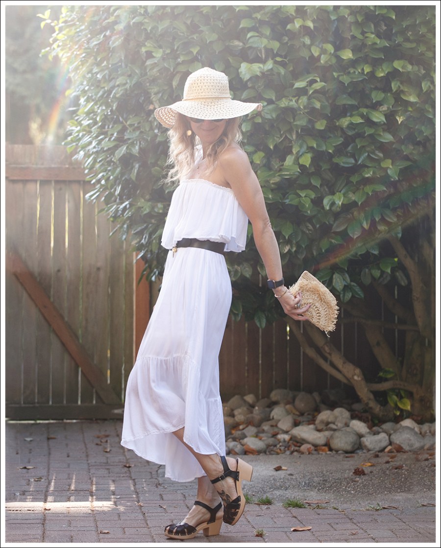 Blog Aqua white strapless Crop Wide Leg Jumpsuit Swedish Hasbeens Clogs-3