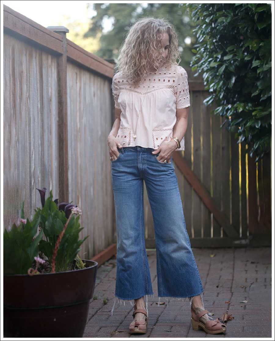 Blog DIP Boho Top Denim x Alexander Wang-Rave Wide Leg Jeans Sven Bow Peep Toe Clogs-1