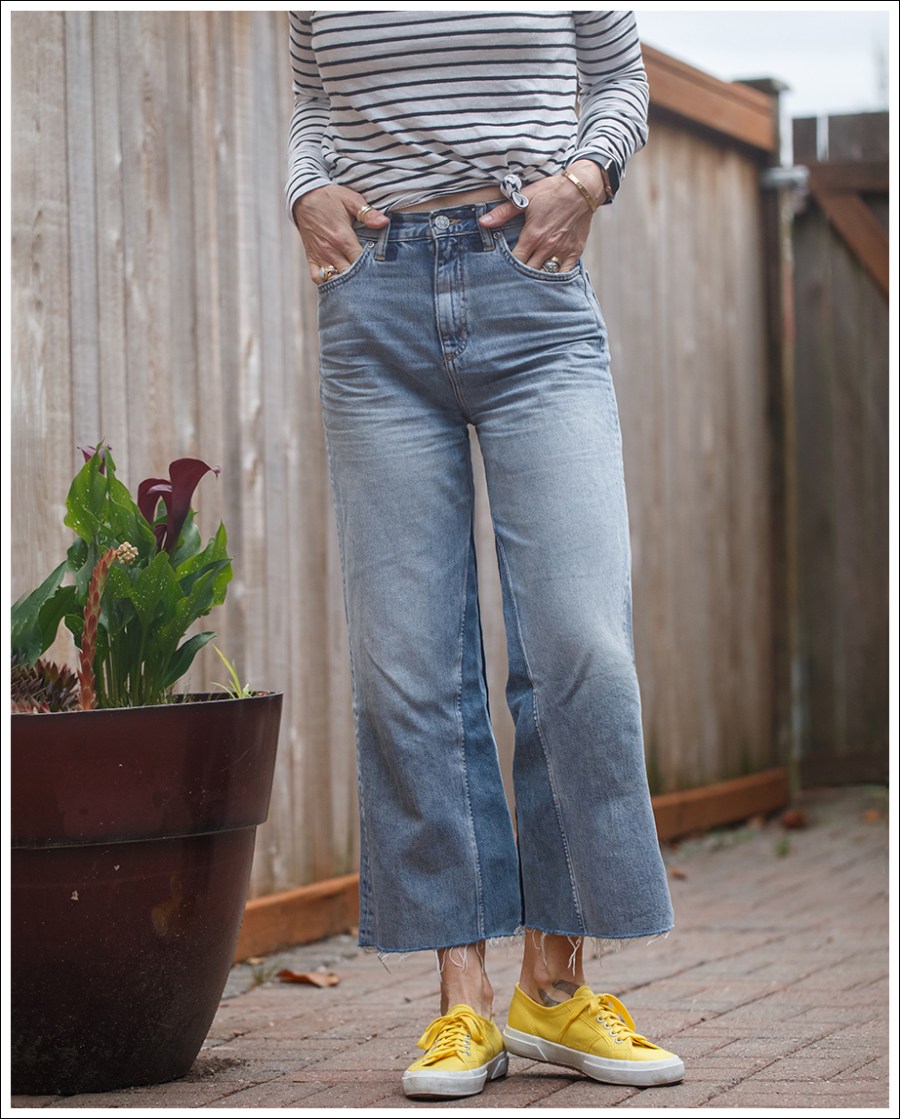 Blog Theory Striped Tee MIH High Waist Crop Flare Yellow Superga-3