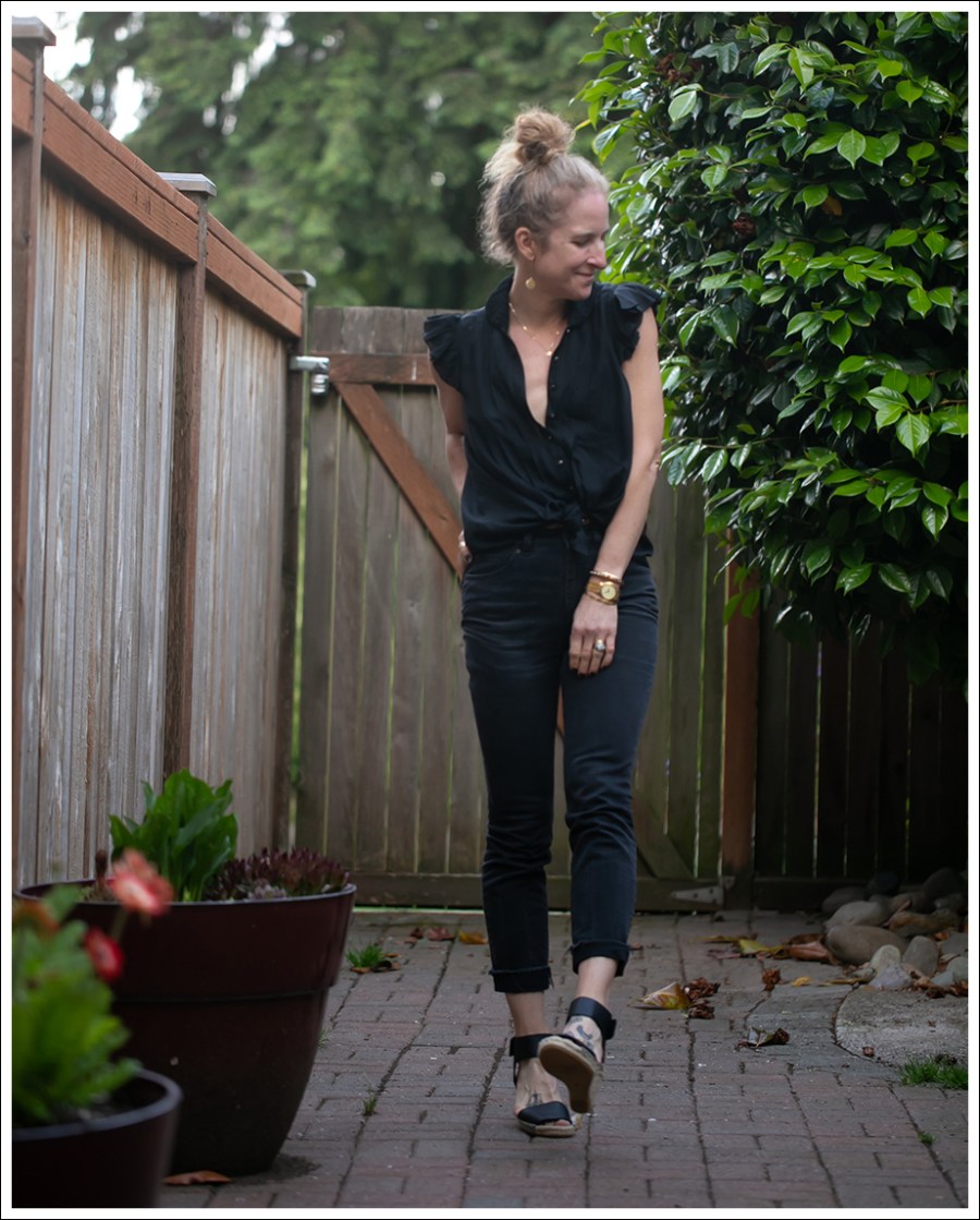 Blog Zac Posen Flutter Sleeve Top La Vie Rebecca Taylor Black Jeans Vince Espadrilles-1