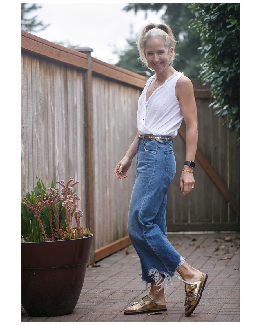 Blog Amanda Uprichard Samarra Bodysuit DL1961 Hepburn High Rise Rachel Zoe Metallic Camouflage Sandals-1