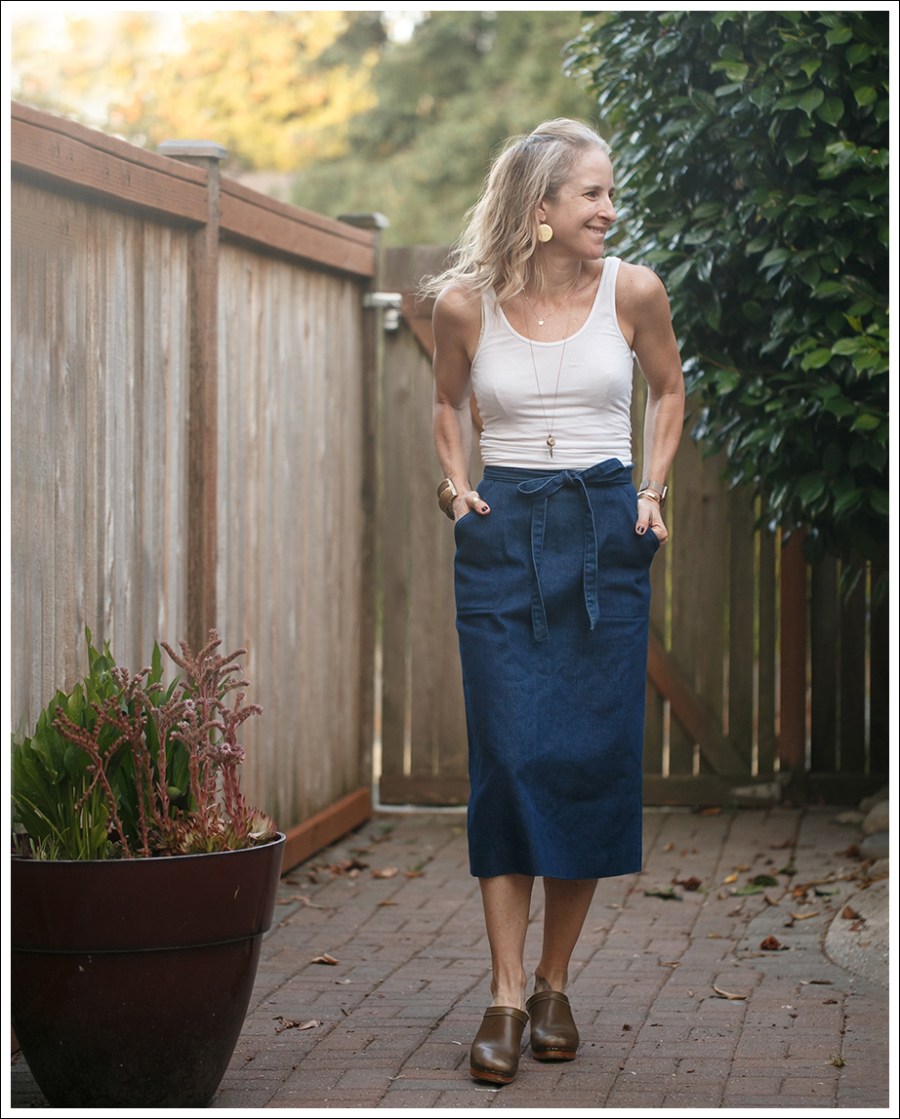 Blog James Perse Ribbed Tank Vintage Wrap Denim Midi Skirt Sven Plain 3 inch Clogs-1