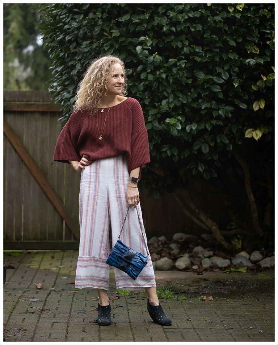 Blog Free People Crop Sweater Amanda Uprichard Colorful Pants Rachel Comey Studded Clogs Be D Blue Suede Purse-1