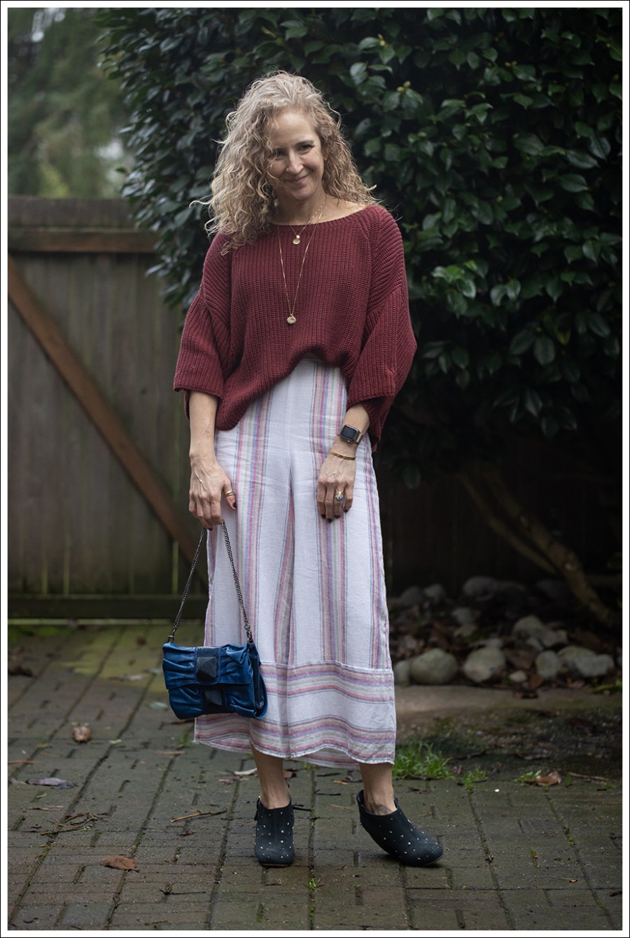 Blog Free People Crop Sweater Amanda Uprichard Colorful Pants Rachel Comey Studded Clogs Be D Blue Suede Purse-3