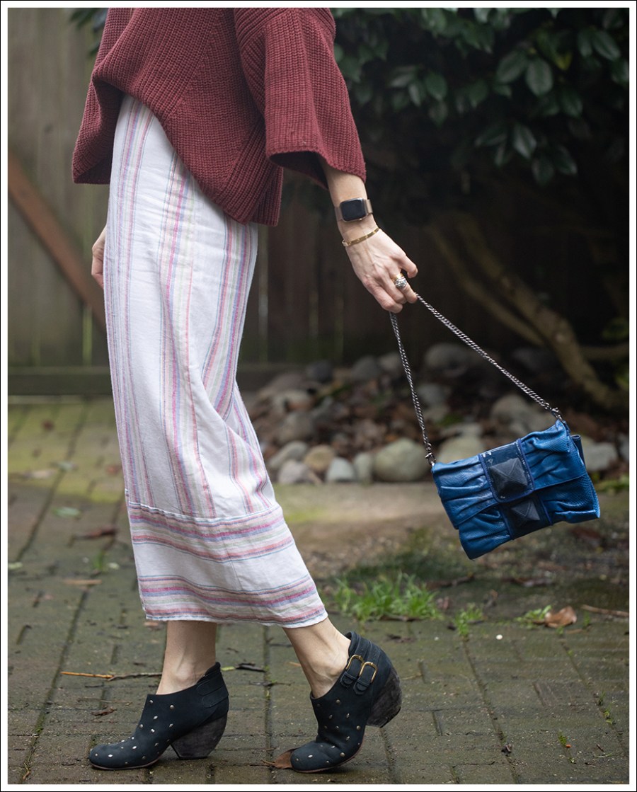 Blog Free People Crop Sweater Amanda Uprichard Colorful Pants Rachel Comey Studded Clogs Be D Blue Suede Purse-4